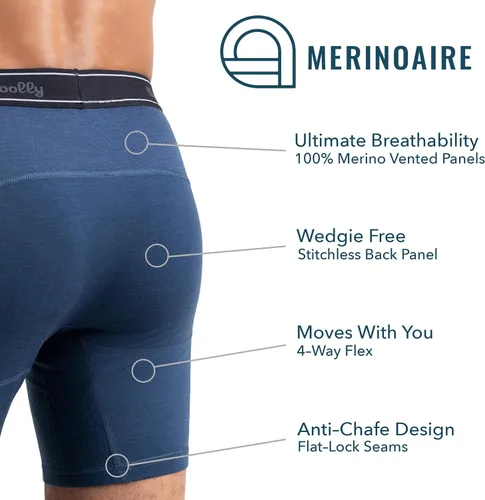 Vista 2 de Premium Wicking Merino Wool Workout Boxer Brief