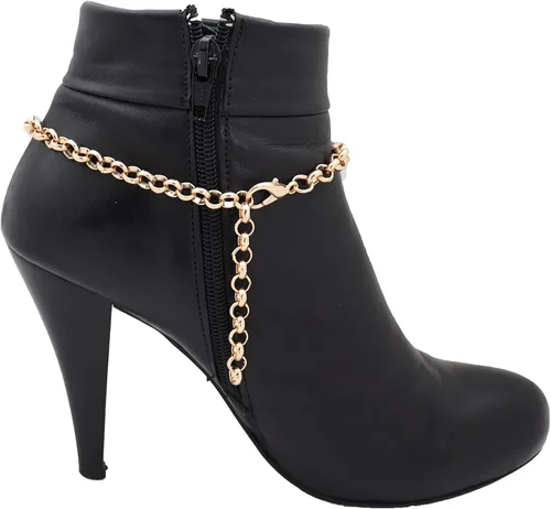 Vista 6 de Joyería de moda para mujer, pulsera de bota, cadena de metal dorado, con forma de diamante de plata de lujo, encanto, Metal