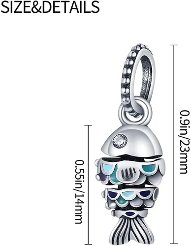 Vista 5 de Pandach Dijes de plata de ley 925 para pulsera y collar, colgante con piedras de circonita cúbica 5A, cuentas de joyería, regalos para mujeres