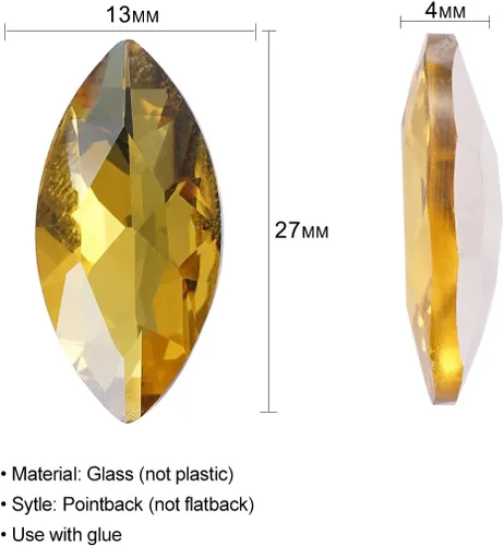 Vista 5 de Diamantes de imitación grandes de cristal de 0.512 x 1.063 in, piedras preciosas en forma de ojo de caballo para manualidades, fabricación de joyas