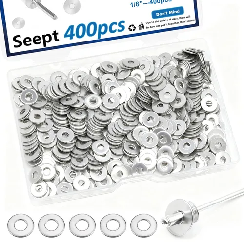 Vista 11 de 400 piezas de arandelas de remache pop de 1/8 pulg. negras para remaches pop de diámetro 1/8" de acero inoxidable 304, arandelas de remache pop