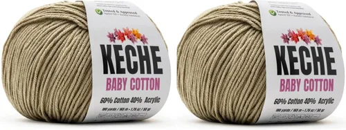 Vista 25 de Keche Hilo de Algodón, 60% Algodón 40% Hilo Acrílico, Hilo de Algodón Suave para Crochet y Tejer, Hilo Amigurumi 1 Madeja/Bola 1.76 Oz (50g) / 180