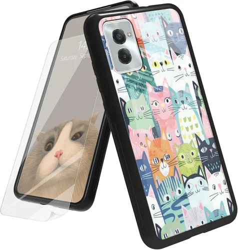 Vista 38 de Funda para Motorola Moto G Play 4G 2024 con protector de pantalla, parte trasera de vidrio templado + funda de silicona suave TPU absorción