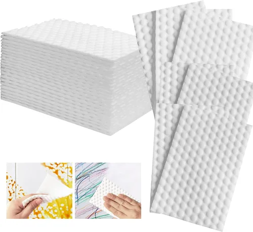 Vista 9 de Borrador de esponja mágica, paquete de 50 hojas de esponja de melamina a granel, almohadillas de limpieza de platos de cocina grandes multiusos