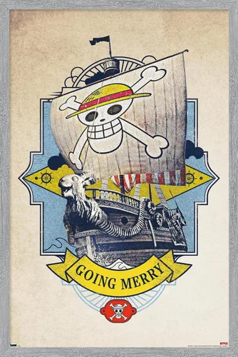 Vista 16 de Trends International Netflix One Piece - Póster de pared Going Merry de 14.72 x 22.37 pulgadas, versión enmarcada de madera de granero