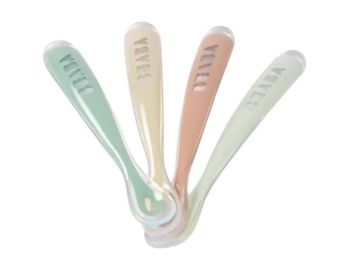 Vista 7 de BEABA First Stage - Juego de cucharas de alimentación para bebés, cucharas originales de silicona de punta suave para bebés, aptas para encías, sin