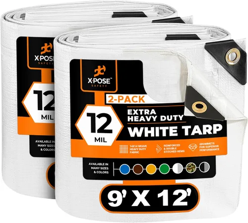 Vista 141 de Xpose Safety Lona protectora de polietileno plateado resistente de 5 x 7 pies - Funda protectora multiusos - Duradera, resistente al agua