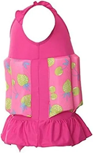 Vista 4 de Traje de baño flotante para niñas pequeñas con volantes con nudo de lazo para niños, traje de baño de una pieza con protección contra erupciones