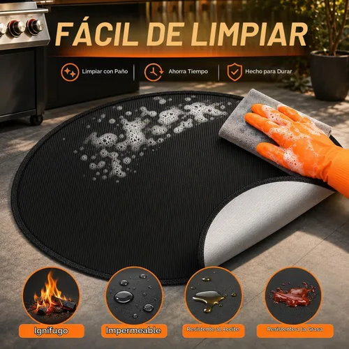 Vista 4 de Almohadilla para hoguera de 24 pulgadas, alfombrilla ignífuga de 4 capas, protector de cubierta, accesorios para hogueras, barril de quemado, tapete