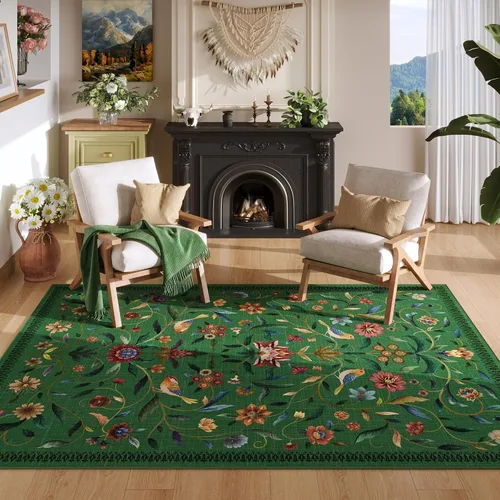 Vista 10 de Alfombra de entrada vintage con medallón floral de 2 x 3 pulgadas, lavable a máquina, alfombra de entrada de pelo bajo, suave, pequeña, alfombra
