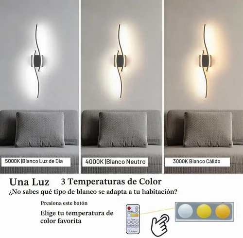 Vista 6 de Daunton Moderno juego de 2 apliques de pared cableados, luz LED negra con control remoto, luz de pared LED regulable RC para interiores, decoración