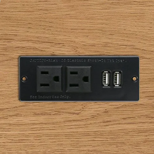 Vista 4 de Regleta de escritorio con 2 tomacorrientes, 2 USB 2.1A, montaje de inserción, mesa de escritorio integrada, sofá, gabinete, mesita de noche