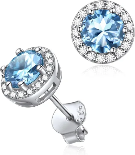 Vista 51 de ChicSilver Aretes de piedra natal para mujer de plata de ley 925