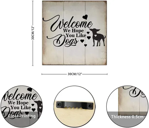 Vista 2 de Welcome We Hope You Like English Cocker Spaniel Dog Wood Sign Rustic Wall Plaque Dogs Lovers Wall Decor Hanging Plaque Sign for Home Kitchen Bar