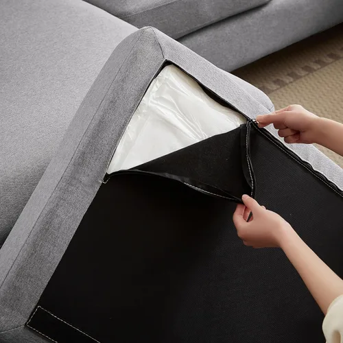 Vista 6 de Sofá modular de 105 pulgadas para sala de estar, sofá grande de 4 asientos en forma de U con diván doble, fibra de lino de poliéster para sala