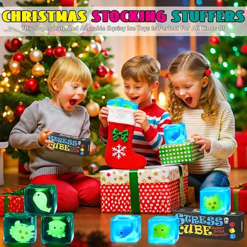 Vista 2 de Juguetes sensoriales de cubo antiestrés para adultos, pulpo que brilla en la oscuridad, juguetes sensoriales para niños con autismo, bolas de estrés