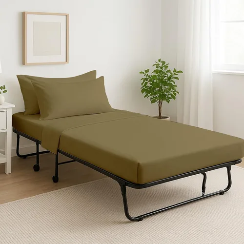 Vista 9 de Cottingon Juego de 4 sábanas para cama de campaña de 25"x75", 100% algodón egipcio, perfectas para camas plegables, individual estrecho, camping