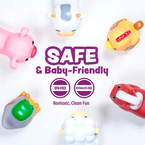 Vista 6 de Tub Works® Barnyard™ - Juguetes de baño sin moho, paquete de 6 Diseño de juguetes de baño sellados y sin agujeros que mantiene la humedad fuera