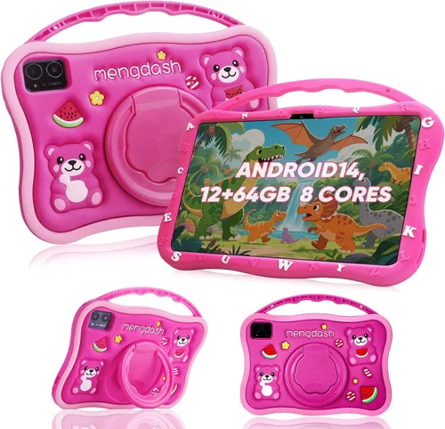 Vista 8 de MengDash Tableta para niños, tableta de 10.1 pulgadas para niños, tableta de aprendizaje educativo Android 14, 12 (4+8) GB de RAM+64GB de Azul
