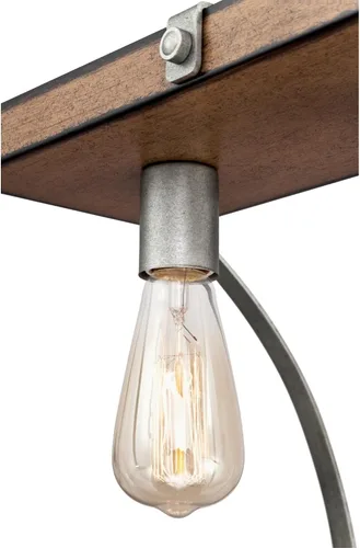Vista 4 de Westinghouse 6351700 Oak Lane - Lámpara de araña de interior de cinco luces, madera de granero y acero galvanizado