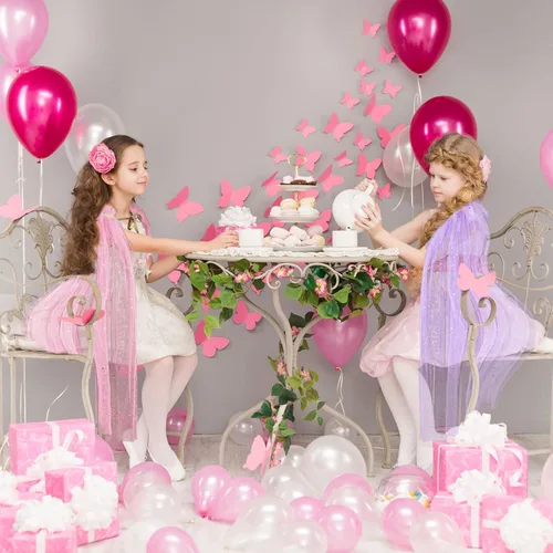 Vista 6 de JaGely 6 capas de princesa para niñas, accesorios de disfraz de princesa, capa de tul para niñas, cosplay, fiesta de cumpleaños