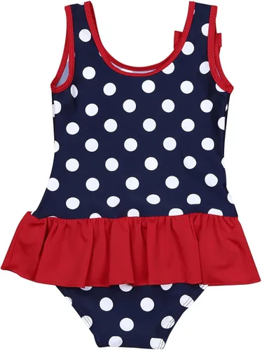 Vista 2 de CHICTRY Traje de baño con falda de una pieza con lunares y volantes