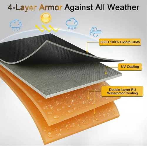 Vista 7 de Kipiea Funda rectangular para hoguera de 42 x 24 pulgadas, resistente 600D mejorada, 100% impermeable, resistente a los rayos UV y al desgarro