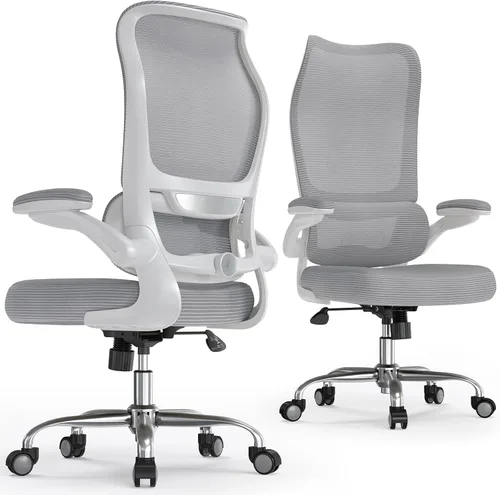 Vista 23 de TRALT - Silla de oficina ergonómica con soporte lumbar, color beige, 1
