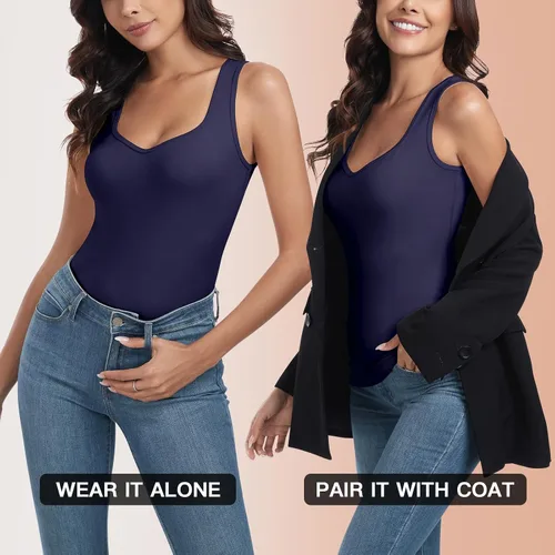 Vista 6 de WOWENY Camiseta sin mangas de forro polar térmico para mujer, sin mangas, cuello corazón, chaleco de invierno, ropa interior, camiseta cálida