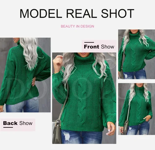 Vista 3 de Dokotoo - Sudadera de cuello de tortuga para mujer