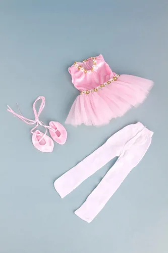 Vista 7 de Prima Bailarina - Traje de bailarina de 3 piezas para muñecas de 18 pulgadas, leotardo rosa con tutú, medias blancas y zapatos de ballet