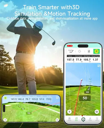 Vista 5 de Monitor de lanzamiento de golf portátil Pro X1 Plus, simuladores para hogar y entrenamiento, monitor de lanzamiento móvil para análisis de swing