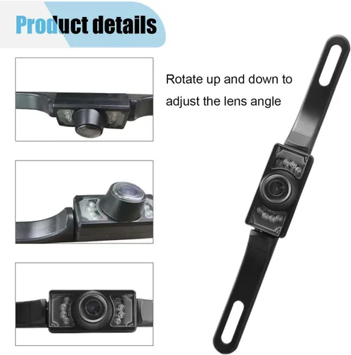 Vista 3 de Cámara de respaldo para matrícula de automóvil, cámara de visión trasera gran angular de 170 grados, 8 luces LED infrarrojas, cámara de visión