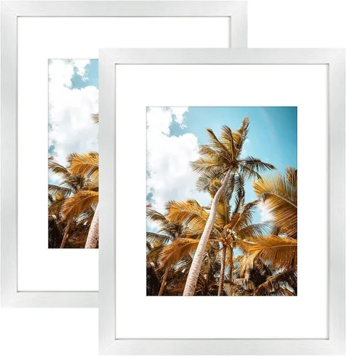 Vista 47 de Frametory, Marco de fotos de 11 x 14 pulgadas con paspartú para fotos de 8 x 10 pulgadas, moldeado ancho de vidrio de alta definición, accesorios