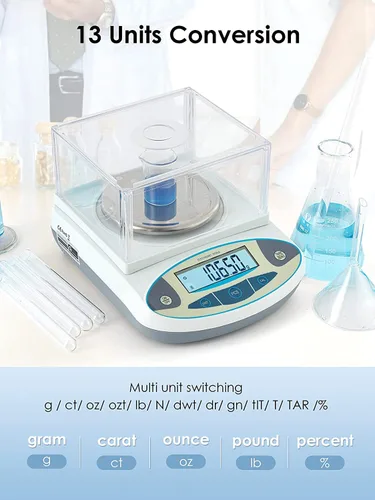 Vista 3 de CGOLDENWALL Báscula de laboratorio de precisión de 35.27 oz x 0.00 oz, balanza analítica digital, balanza de laboratorio, báscula científica de 0.00