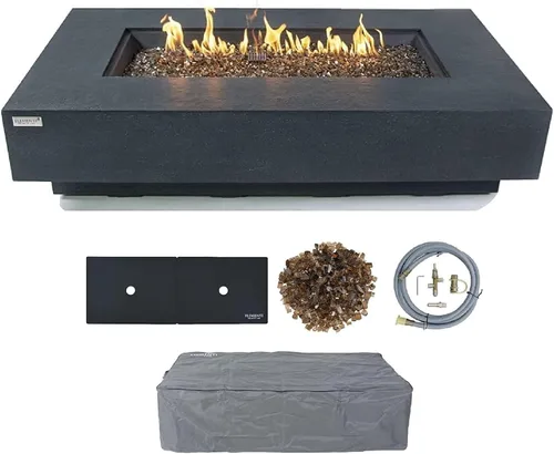 Vista 9 de AMS Chimenea Elementi Plus Positano Mesa rectangular de gas propano de hormigón gris oscuro Gris oscuro (Positano)