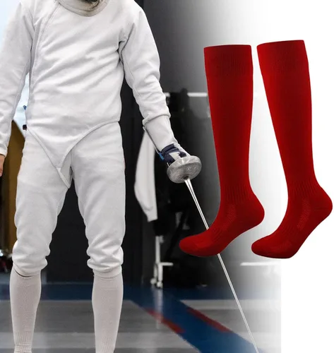 Vista 7 de Fancyes Calcetines de esgrima transpirables para absorción de sudor, equipo de esgrima, cómodos, atléticos, unisex, para juego de lámina de espada