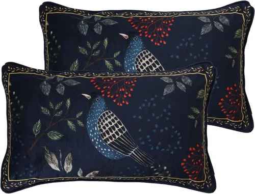 Vista 33 de patdrea Funda de almohada de terciopelo francés de diseño, 18 x 18 pulgadas Aviario