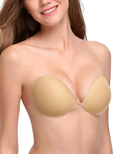 Vista 7 de Wingslove - Brasier adhesivo de realce, reutilizable, sin tirantes, autoadhesivo, invisible, para vestido sin espalda