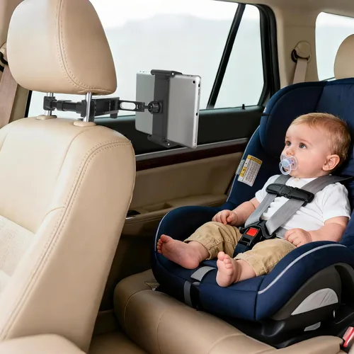 Vista 7 de Soporte para tablet para reposacabezas de coche, soporte ajustable para tablet Negro