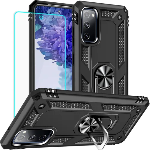Vista 10 de Yiakeng Funda para Samsung Galaxy S20 FE, funda Galaxy S20 FE 5G con protector de pantalla HD, fundas protectoras de grado militar con anillo