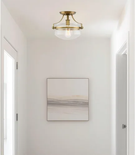 Vista 6 de Kira Home Zurich 12" Modern Schoolhouse Semi-Flush Mount Ceiling Light Latón Cálido