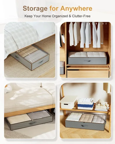 Vista 7 de Almacenamiento grande debajo de la cama, [2 unidades/tela inferior mejorada] Diseño apto para alfombras debajo de la cama contenedores