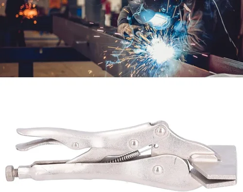 Vista 2 de Alicates de bloqueo con boca plana, alicates de hoja ajustables para doblado de metal, rotura y engaste de metal, acero 55# (8 pulgadas)