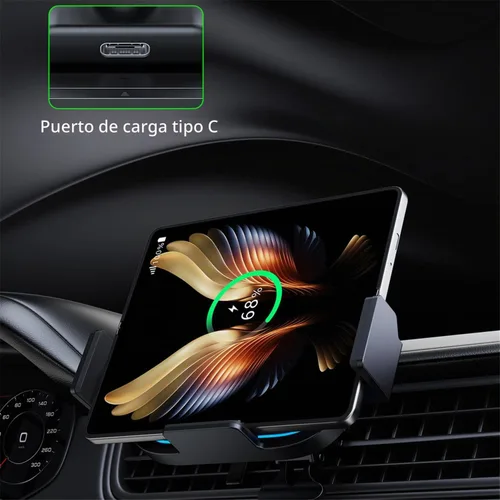 Vista 9 de Soporte de cargador de coche inalámbrico para Samsung Galaxy Z Fold 8 7,15W Negro con cargador de coche de 60 W