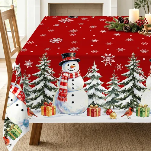 Vista 11 de pinata Manteles de Navidad de 52 x 70 pulgadas, mantel rectangular con diseño de árboles de Navidad, diseño de búfalo negro, a cuadros, oblongos