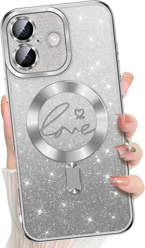 Vista 30 de Misscase Funda para iPhone 16 Pro Case Magnética con Purpurina con Protector Completo de Lente de Cámara, [Compatible con MagSafe] Linda Funda