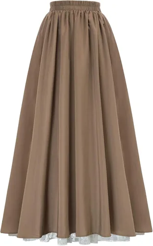 Vista 8 de Scarlet Darkness Maxi Long Skirt for Women Double-Layer Victorian Renaissance Skirts