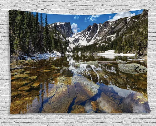 Vista 187 de Ambesonne Tapiz Trippy, vista panorámica de la cascada con bosques de ensueño y mandala oriental psicodélico, decoración de tela para colgar