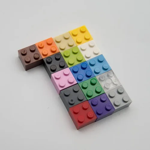 Vista 3 de Bloque de ladrillos clásico a granel, ladrillos marrones 2x2, ladrillos de construcción planos 100 piezas, compatible con piezas y piezas de Lego